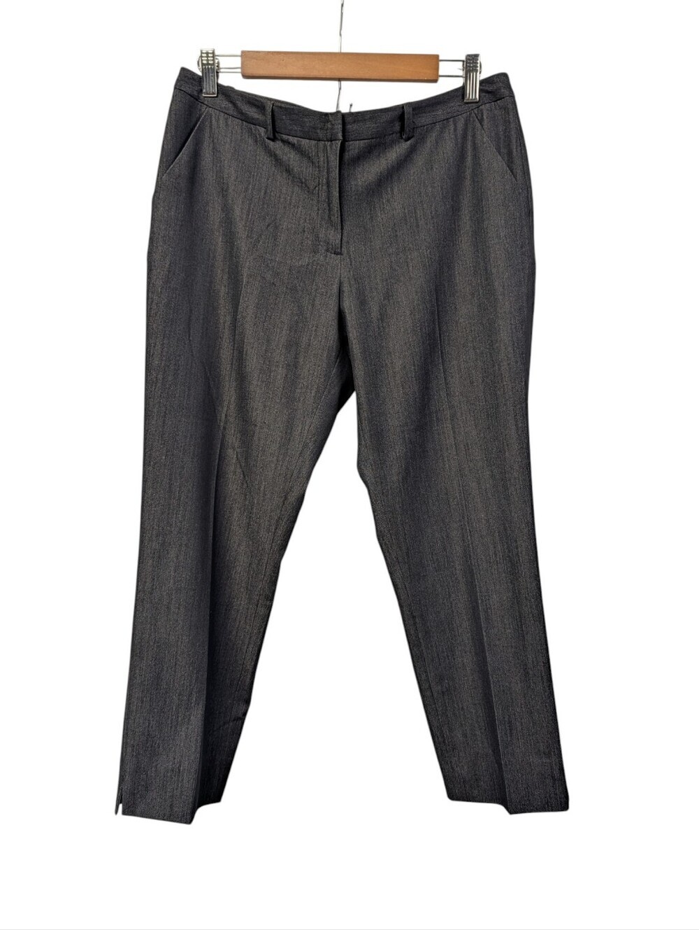 Calvin Klein Charcoal Gray Black Dress Pants Poly Rayon Spandex Work Trousers 10